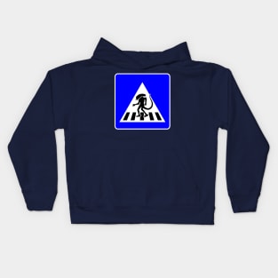 Alien Crosswalk Sign 3 Kids Hoodie